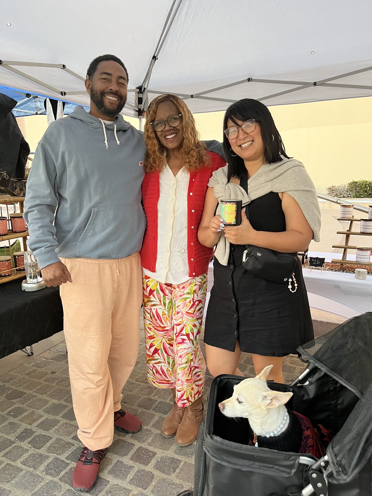 Debbie greeting visitors at the Monday Market booth